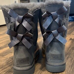 UGG Charcoal Boots with Satin Bows